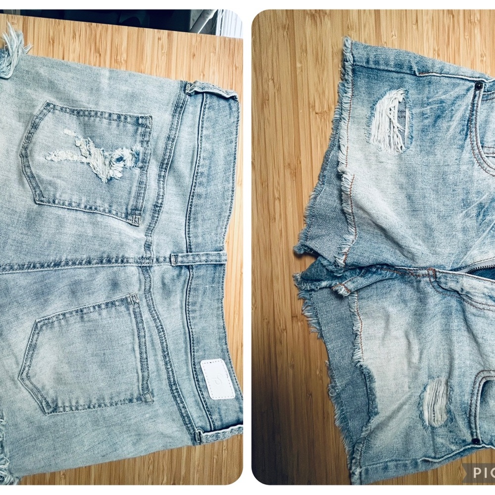 2 Light Blue Distressed Women's Jean Shorts